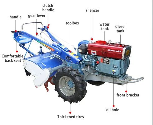 tractor de granja que camina 12hp 18hp Mini Diesel Walking Hand Tractor 16hp